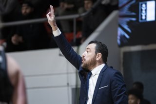 L'entraineur fribourgeois Romain Gaspoz, lors de la finale femme de Swiss Basketball League Cup (SBL Cup) 2023